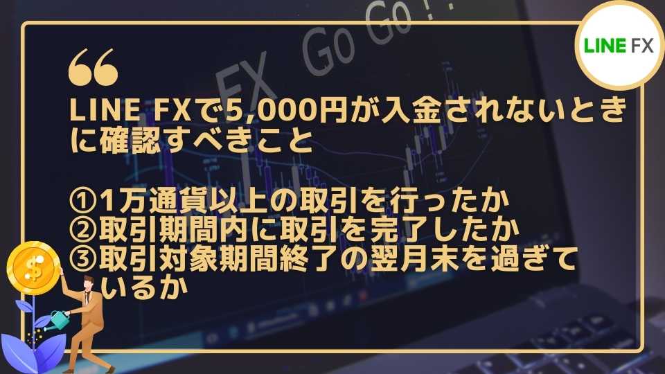 LINE FXの5,000円キャンペーンが入金されないとき確認すること